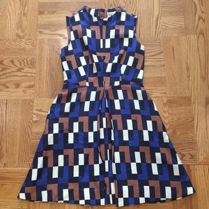 Milly New York Blue and Brown Geometric Dress